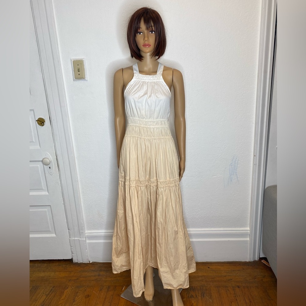 Magali Pascal Kirana Maxi Dress Size MP 8-10P Sunset Peach Ombre Organic Cotton